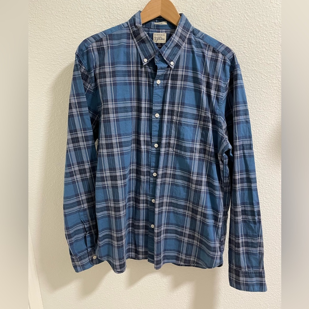 J. Crew Classic Blue Checkered Men's Shirt